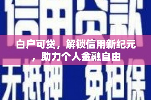 洛川白户可贷，解锁信用新纪元，助力个人金融自由