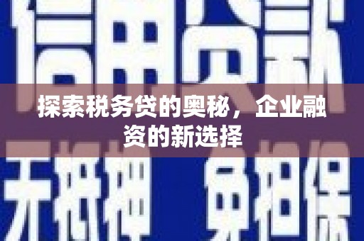 洛川探索税务贷的奥秘，企业融资的新选择