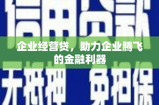 洛川企业经营贷，助力企业腾飞的金融利器
