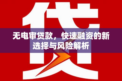 洛川无电审贷款，快速融资的新选择与风险解析