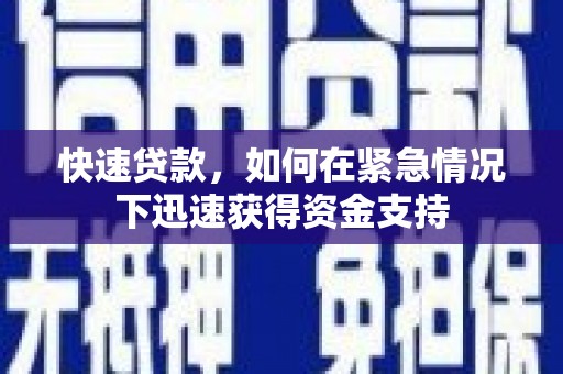 洛川快速贷款，如何在紧急情况下迅速获得资金支持